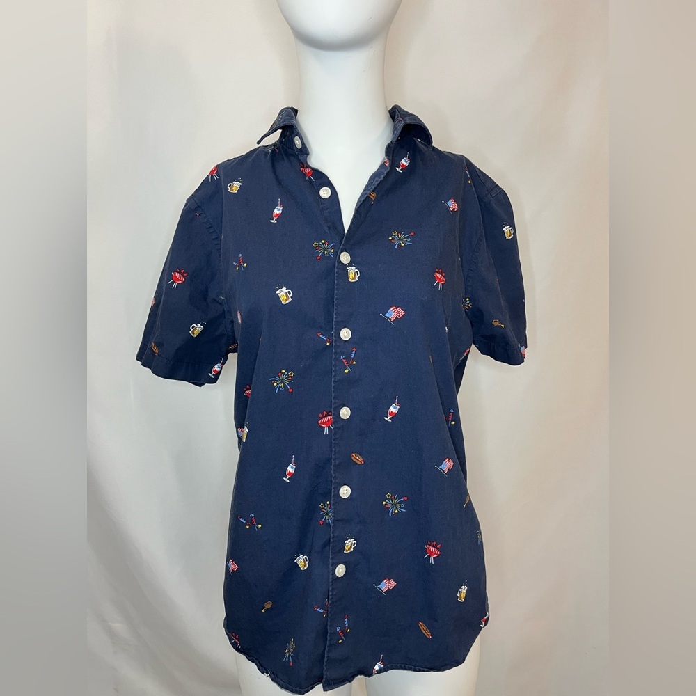 Express Summer BBQ Navy Shirt with Flag and Firework Detail